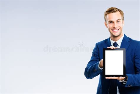Businessman Showing On White Stock Image Image Of Show Gesture