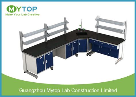 L Shape Hospital Lab Furniture Laboratory Desk With Plywood Cabinet