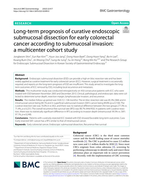 Pdf Long Term Prognosis Of Curative Endoscopic Submucosal Dissection