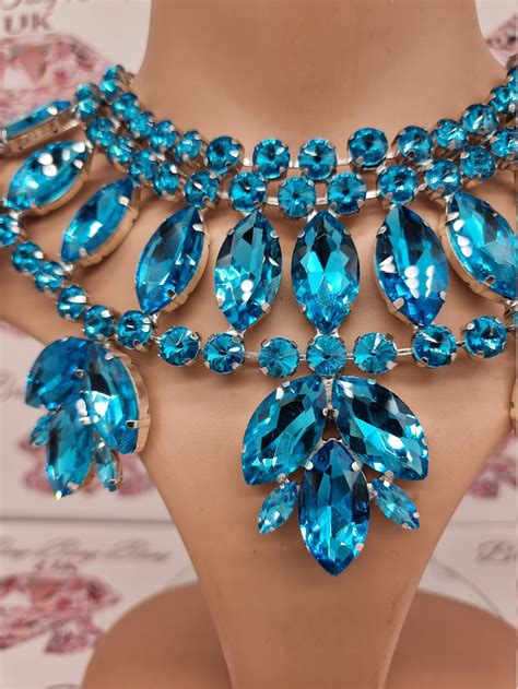 Drag Queen Jewellery Aquamarine Xl Statement Necklace Etsy
