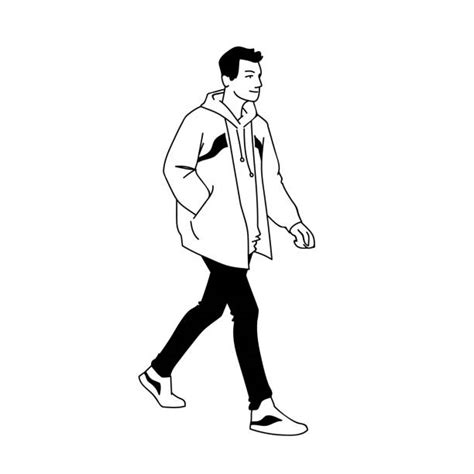 Young Man Walking Side View Illustrations Royalty Free Vector Graphics