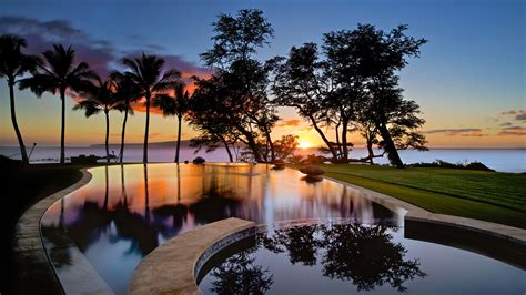 3840x2160 Wallpaper Usa Hawaii Maui Swimming Pool Island Sunsets