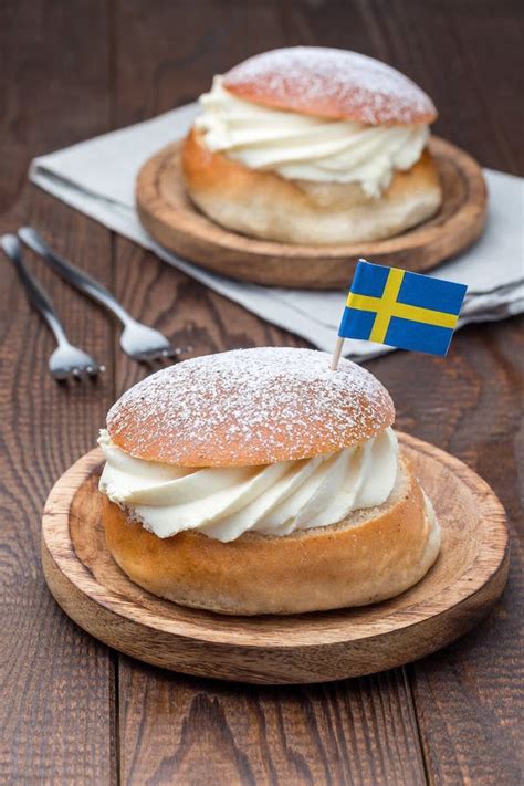 Traditional Swedish Dessert Semla Also Called Shrove Bun With Almond