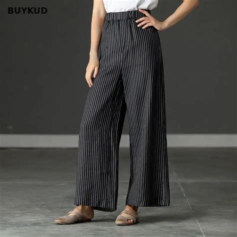 Buykud Linen Wide Leg Pants Women 2018 Spring Summer Office Ladies