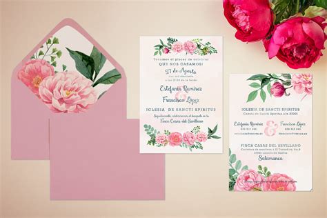 Invitación de boda flores rosas, venta invitación de boda ...
