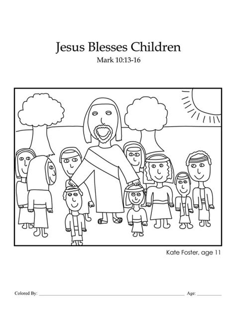 Jesus Blessing Children Coloring Page