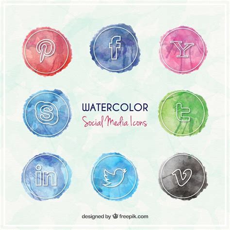 Watercolor Social Media Icons Vector Free Download