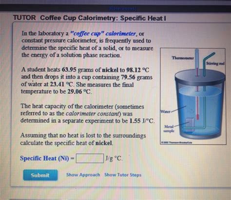 Solved References Tutor Coffee Cup Calorimetry Specific