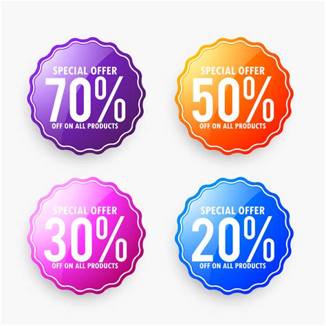 Set Of Discount Sale Labels In Different Colors Download Free Vector