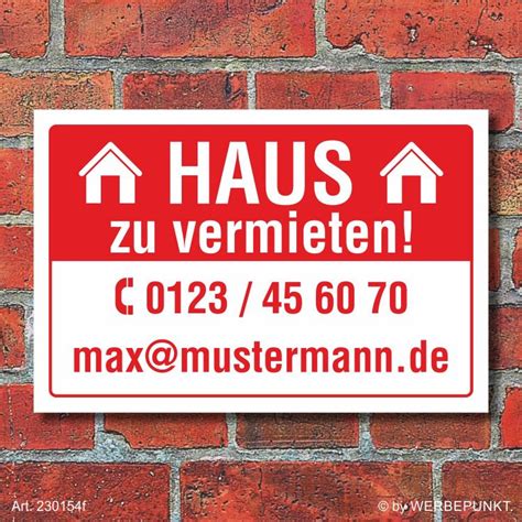 Haus in ertingen zu vermieten ; Schild Haus zu vermieten wetterfest 3 mm Alu-Verbund | eBay