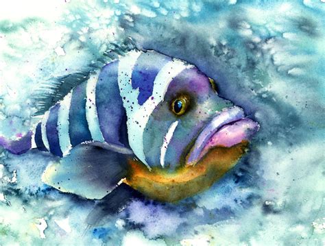 The Fish Watercolor Painting Tropical Fish Art Watercolor Fish