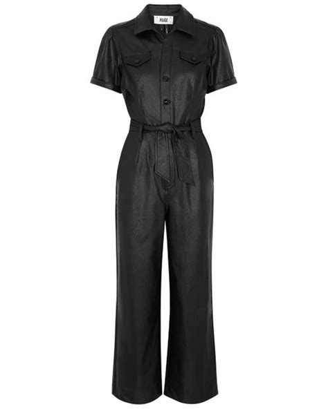 Paige Anessa Faux Leather Jumpsuit In Black Lyst
