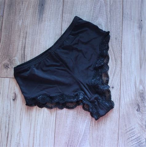 Vintage Black Lace High Cut Brief Panty Gem
