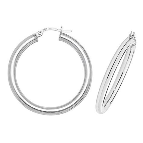 9ct White Gold 25mm Hoop Earrings With Hinged Fastenings 180g Etsy