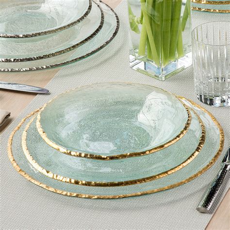 Gold Rim Glass Dinner Plates Edgey By Annieglass