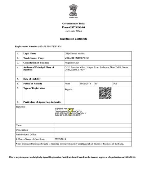 Gst Reg 06 Fill Online Printable Fillable Blank Pdffiller