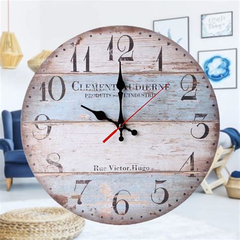 12 Wooden Retro England Wall Clock Vintage Classic European Unique