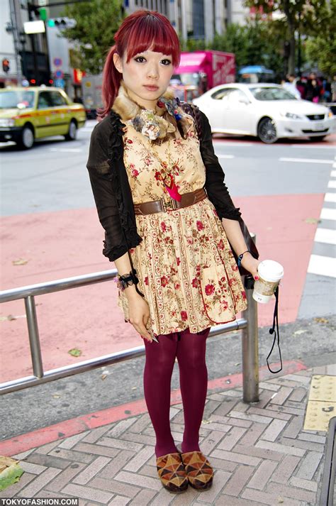 Stylish Japanese Girl With Red Hair In Shibuya Tokyo Fashion
