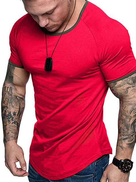 Lallc Mens Slim Fit Short Sleeve T Shirt Muscle Tee Casual Tops Shirts Walmart Com Walmart Com