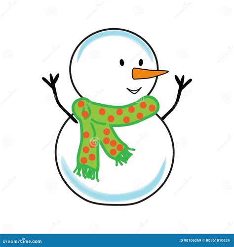 Fat Cheerful Snowman Christmas Stock Vector Illustration Of