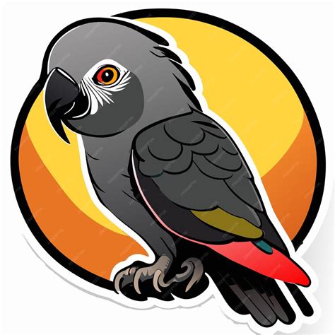 Premium Vector African Grey Parrot Sticker Illustration