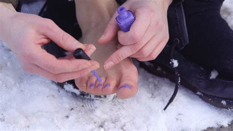 Teresa Applies Nail Polish To Her Toes Outside In The Snow Video Update 12400 Uhd 4k Agf