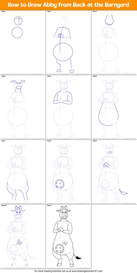 How To Draw Abby From Back At The Barnyard Printable Step By Step