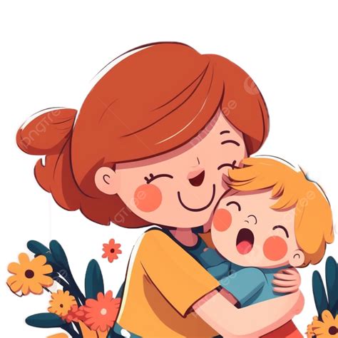 Mothers Day Mother And Daughter Hugging Cartoon Mother Clipart
