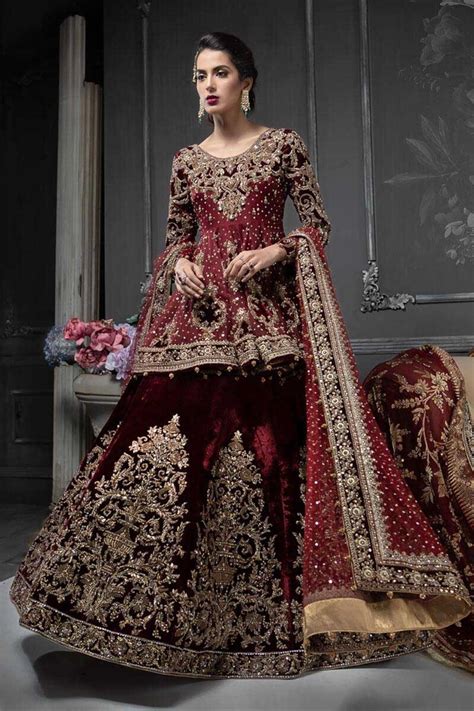 Maria B Inspired Red Wedding Dress Etsy In 2021 Bridal Dresses Pakistan Red Bridal Dress