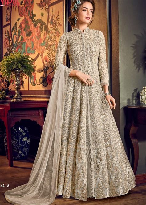 Indian Wedding Reception Dress Ideas For Bride Off White Gown