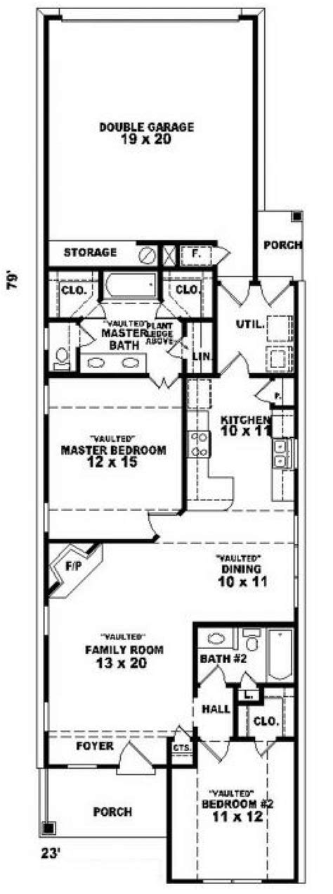House Plan 053 00154 Narrow Lot Plan 1200 Square Feet 2 Bedrooms