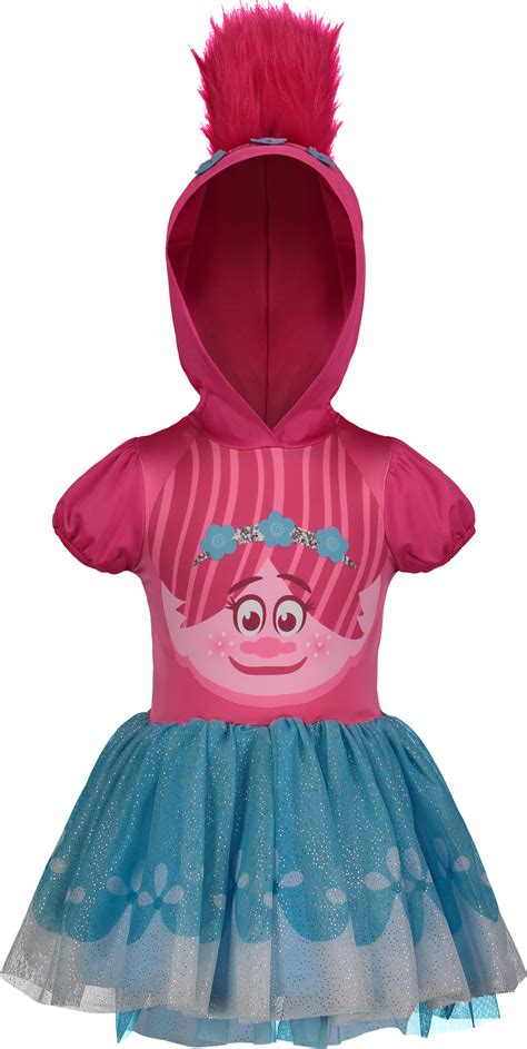 Dreamworks Trolls Toddler Girls Hooded Costume Short Sleeve Dress Pink