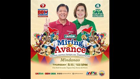 Uniteam Bbm Sara Miting De Avance Mindanao Youtube