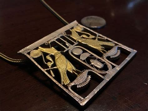 Vintage Mma Horus Falcon And Scarab Cartouche Necklace 1976 Etsy