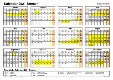 April 2021 kein gesetzlicher feiertag, christliches fest, donnerstag vor ostern im gedenken an das letzte abendmahl von jesus mit den 12 aposteln: Kalender 2021 Bremen: Ferien, Feiertage, Excel-Vorlagen