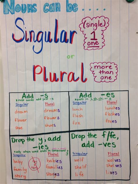 A lot of information is incorrect. Singular plural nouns | Grammar anchor charts, Noun anchor ...