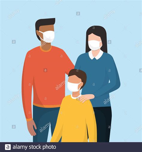 Want to discover art related to covid19prevention? Family wearing a protective face mask, coronavirus covid ...