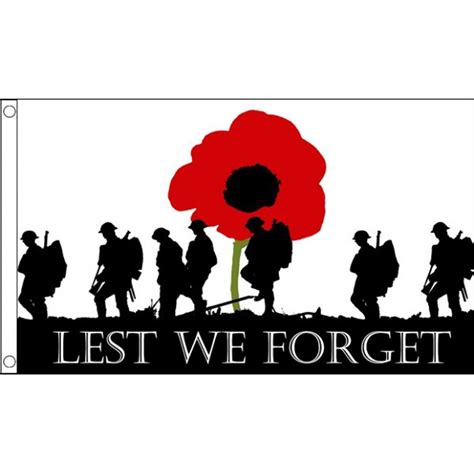 Buy 5ft X 3ft 150 X 90 Cm Lest We Forget Poppy Remembrance Day War