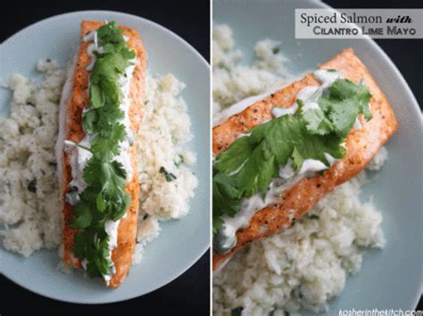 Spiced Salmon With Cilantro Lime Sauce Kosher In The Kitch