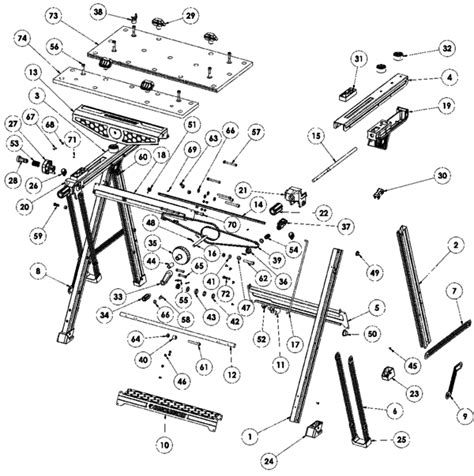 Folding portable workbench and vise. Black & Decker BDST11000 Workmate 1000 (Type 1) Parts and ...