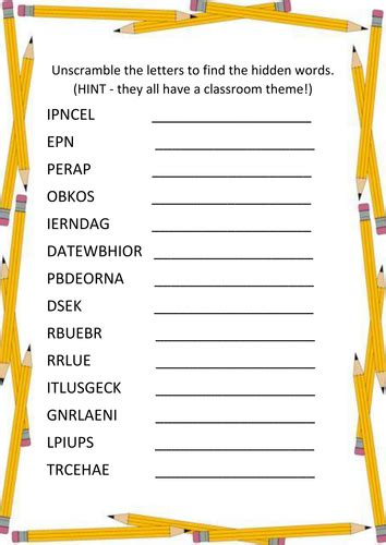 Classroom Anagrams Teaching Resources