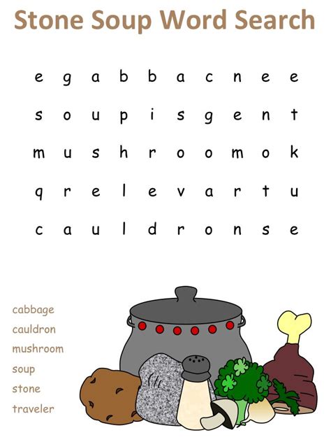 Template Stone Soup Word Search Puzzles Emergent Literacy
