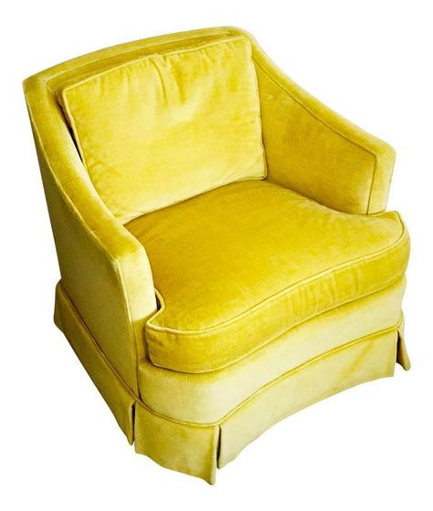 Vintage Citron Velvet Club Lounge Chairs By Heritage Pair Available