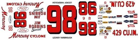 98 Leeroy Yarbrough 1969 Mercury 124th 125th Scale Decals Ebay