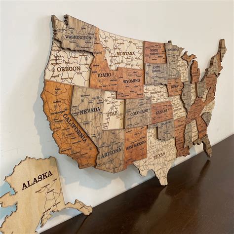 Wooden Usa Map Home Decor Office Decor Handmade T For The Home