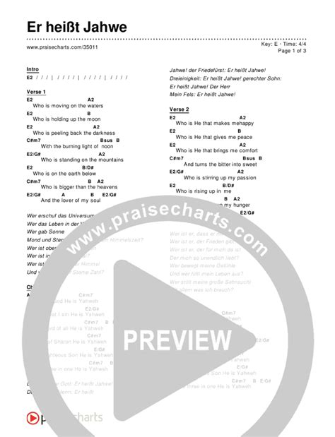 Er heißt Jahwe Chords PDF () - PraiseCharts