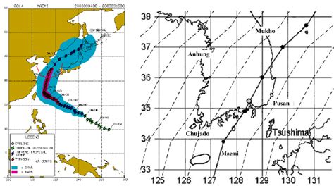 The Track Of Typhoon Maemi Left Ten Virtual Typhoons And Locations