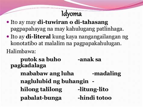 Filipino Retorika Tayutay At Idyoma