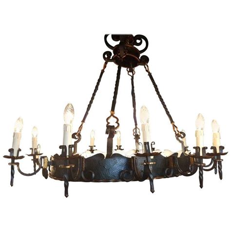 Large Oval Wrought Iron Castle Chandelier With 20 Lights Chandelier