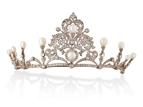 Late 19th Century Natural Pearl And Diamond Tiara Necklace Christies